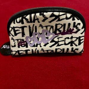 Victoria's Secret Black and Purple Graffiti Small cosmetic Pouch